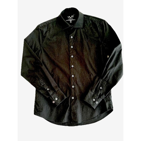 Mens Versace 19V69 Milano Italia Black Button Down LS Stretch Shirt Size S - Picture 11 of 12